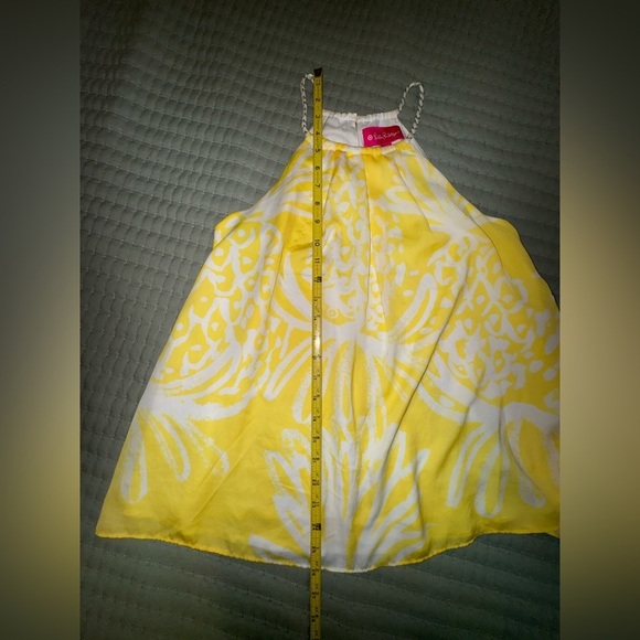 LILLY PULITZER Target Yellow white Pineapple Punch rope w gold trim tank sz Med - Picture 6 of 11